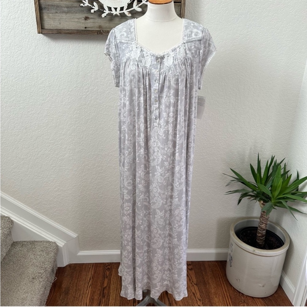 Eileen West micro modal long nightgown gray ladies‎ M